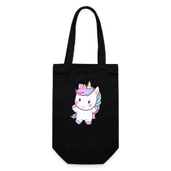 Cute Dancing Unicorn, Cheerful Fantasy Design - Gift Bag for Bottles - black - Front