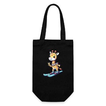 Giraffe Ski Skier Ski Holidays Winter Winter Sports - Gift Bag for Bottles - black - Front