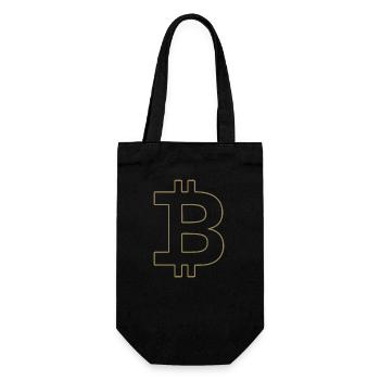 Bitcoin Logo Silhouette Digitale Währung - Geschenkbeutel für Flaschen - Schwarz - Vorne