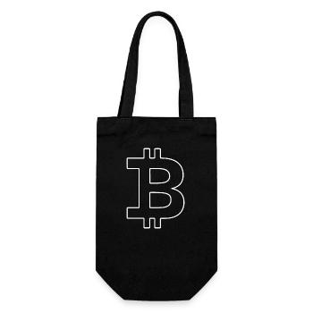 Bitcoin Logo Silhouette Digitale Währung - Geschenkbeutel für Flaschen - Schwarz - Vorne