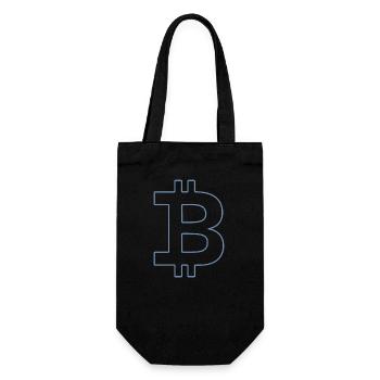 Bitcoin Logo Silhouette Digitale Währung - Geschenkbeutel für Flaschen - Schwarz - Vorne