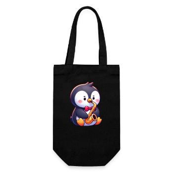 Penguin Saxophonist Jazz Concert - Gift Bag for Bottles - black - Front