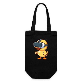 Ente Erpel VR Virtual Reality Gamer Zocker Süß - Geschenkbeutel für Flaschen - Schwarz - Vorne