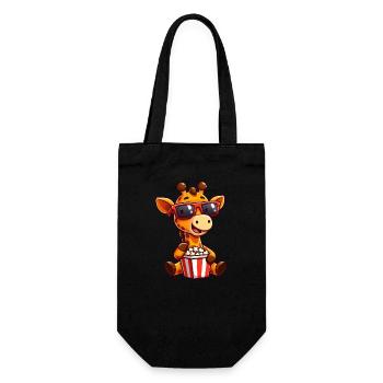 Coole Giraffe Popcorn Kino Film Filmliebhaber Film - Geschenkbeutel für Flaschen - Schwarz - Vorne