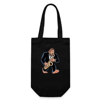 Bigfoot Sasquatch Saxofonspieler Jazz Cartoon - Geschenkbeutel für Flaschen - Schwarz - Vorne