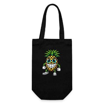 Ananas Frucht fruchtig sommer cool süß Cartoon - Geschenkbeutel für Flaschen - Schwarz - Vorne