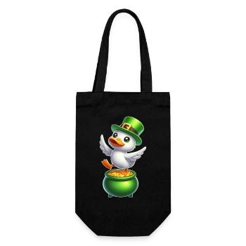 Süße St. Patrick's Day Ente Zylinder Kleeblatt - Geschenkbeutel für Flaschen - Schwarz - Vorne