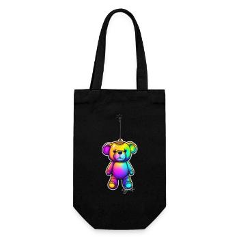 Hanged TEDDY in Neon Light Art - Bruh-style shirt - Gift Bag for Bottles - black - Front