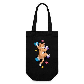 Lustige Boulder-Katze Felsenkletterns - Geschenkbeutel für Flaschen - Schwarz - Vorne