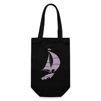 Minimalist Sailboat Lake Silhouette - Gift Bag for Bottles - black - Front