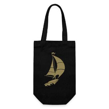 Minimalist Sailboat Lake Silhouette - Gift Bag for Bottles - black - Front