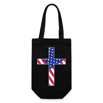usa america flag stars stripes united staa - Gift Bag for Bottles - black - Front