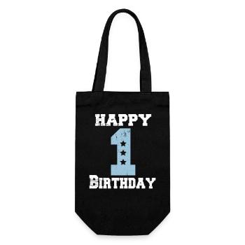 Happy 1 Birthday Gift First Birthday - Gift Bag for Bottles - black - Front