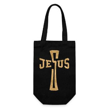 Jesus Kreuz - Geschenkbeutel für Flaschen - Schwarz - Vorne