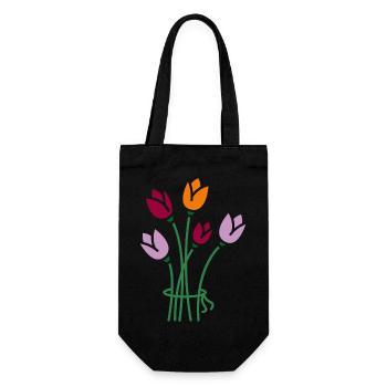 Flowers - Gift Bag for Bottles - black - Front