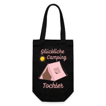 Glückliche Camping Tochter Campingplatz Kind Zelt - Geschenkbeutel für Flaschen - Schwarz - Vorne