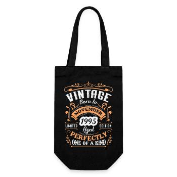 Cadeau d'anniversaire, Vintage né en novembre 1995 - Sac à bouteille - noir - Devant
