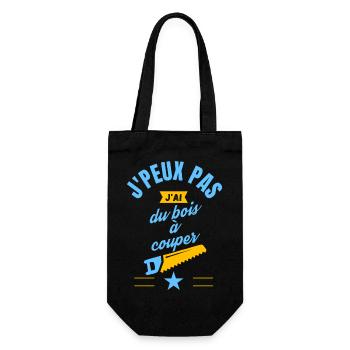 J peux pas j ai du bois à couper bleu jaune - Sac à bouteille - noir - Devant