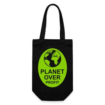 planet over profit Zitat - Geschenkbeutel für Flaschen - Schwarz - Vorne