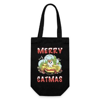 Merry Catmas Cat Christmas Christmas Tree Cartoon - Gift Bag for Bottles - black - Front