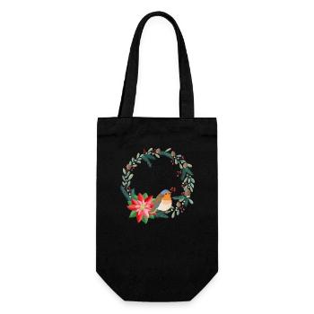 Weihnachtskranz personalisierbar mit deinem Text - Geschenkbeutel für Flaschen - Schwarz - Vorne
