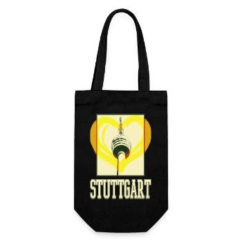 Stuttgart Deutschland Stadt Skyline Herz Liebe - Geschenkbeutel für Flaschen - Schwarz - Vorne