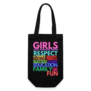 Frauentag - GIRLS Respect Human Rights - Geschenkbeutel für Flaschen - Schwarz - Vorne