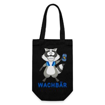 Wachbär Techno Design für Raver zum Feiern im Club - Geschenkbeutel für Flaschen - Schwarz - Vorne