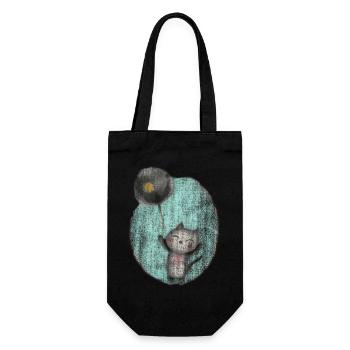cute drawing cat balloon balloon - Gift Bag for Bottles - black - Front