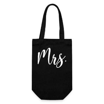 Mrs. Matching Couple Engagement Wedding Honeymoon - Gift Bag for Bottles - black - Front