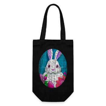 Osterhase retro used-look cool - Geschenkbeutel für Flaschen - Schwarz - Vorne