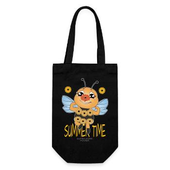 Frühling, Sommer, Hummel, Blumen, Imker Geschenk - Geschenkbeutel für Flaschen - Schwarz - Vorne