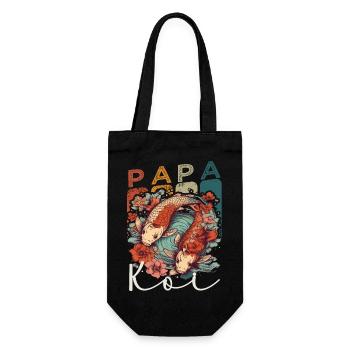 Papa Koi Japanischer Vatertag - Geschenkbeutel für Flaschen - Schwarz - Vorne