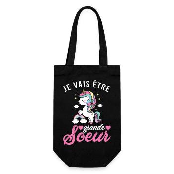 Grossesse Je Vais Etre Grande Soeur 2023 Licorne - Sac à bouteille - noir - Devant