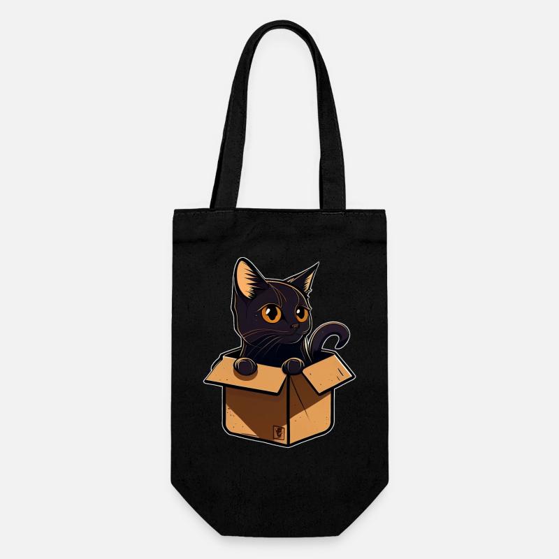 Black Cat in a Box v2 - Gift Bag for Bottles - black