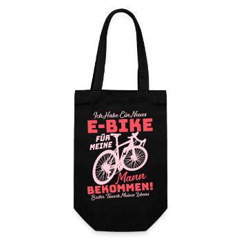 Ich habe ein neues E-Bike für meine Frau bekommen - Geschenkbeutel für Flaschen - Schwarz - Vorne