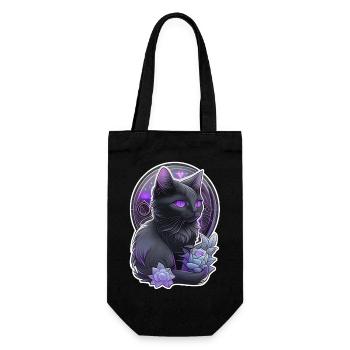 Schwarze Katze - Felin-Kätzchen - Geschenkbeutel für Flaschen - Schwarz - Vorne