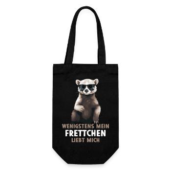 Süßes Frettchen Spruch Wenigstens mein Frettchen - Geschenkbeutel für Flaschen - Schwarz - Vorne