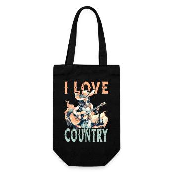 I Love Country Music Guitar Western USA Vintage - Gift Bag for Bottles - black - Front