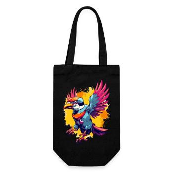 Pilu, der bunte Vogel - Geschenkbeutel für Flaschen - Schwarz - Vorne