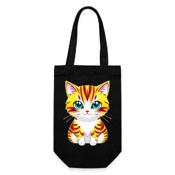 Adorable illustration of a blue-eyed cat - Gift Bag for Bottles - black - Front