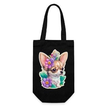 Chihuahua au pastel avec des fleurs - Sac à bouteille - noir - Devant