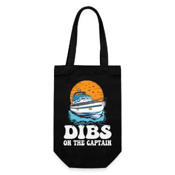 Dibs On The Captain Pontoon Queen Motorboating - Geschenkbeutel für Flaschen - Schwarz - Vorne