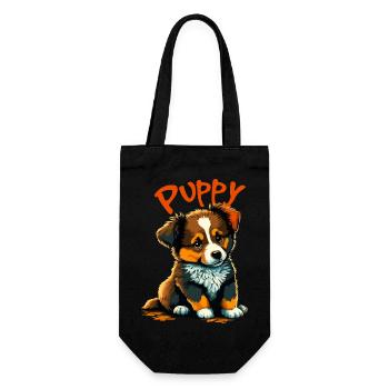 Puppy 1 Hundewelpe - Geschenkbeutel für Flaschen - Schwarz - Vorne