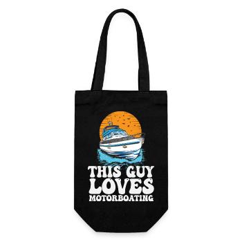 This Guy Loves Motorboating Pontoon King Funny - Geschenkbeutel für Flaschen - Schwarz - Vorne