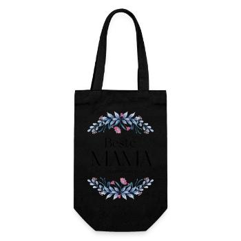 Beste Mama - Geschenkbeutel für Flaschen - Schwarz - Vorne