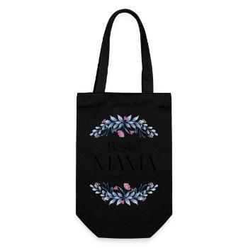 beste mama - happy mothers day - Geschenkbeutel für Flaschen - Schwarz - Vorne