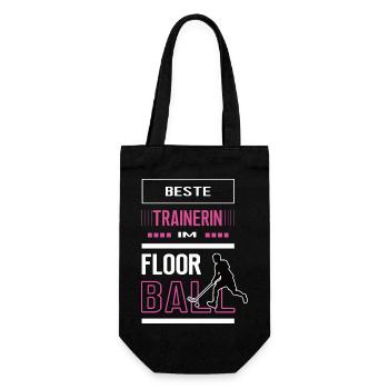 Floorball Beste Trainerin Danke Floorballtrainerin - Geschenkbeutel für Flaschen - Schwarz - Vorne