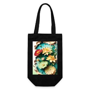 Blumen 5 - Geschenkbeutel für Flaschen - Schwarz - Vorne