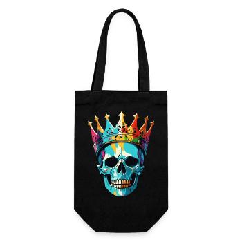 Totenkopf mit Krone - Geschenkbeutel für Flaschen - Schwarz - Vorne